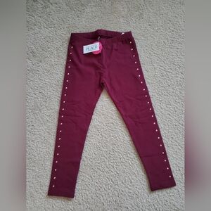 The Children's Place Maroon Leggings with Stud Accents Size 5/6